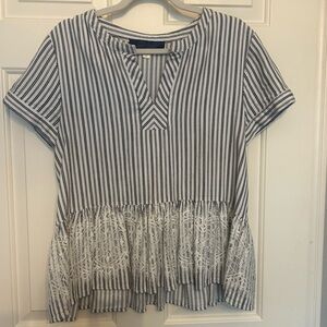Striped Lace Hem Top